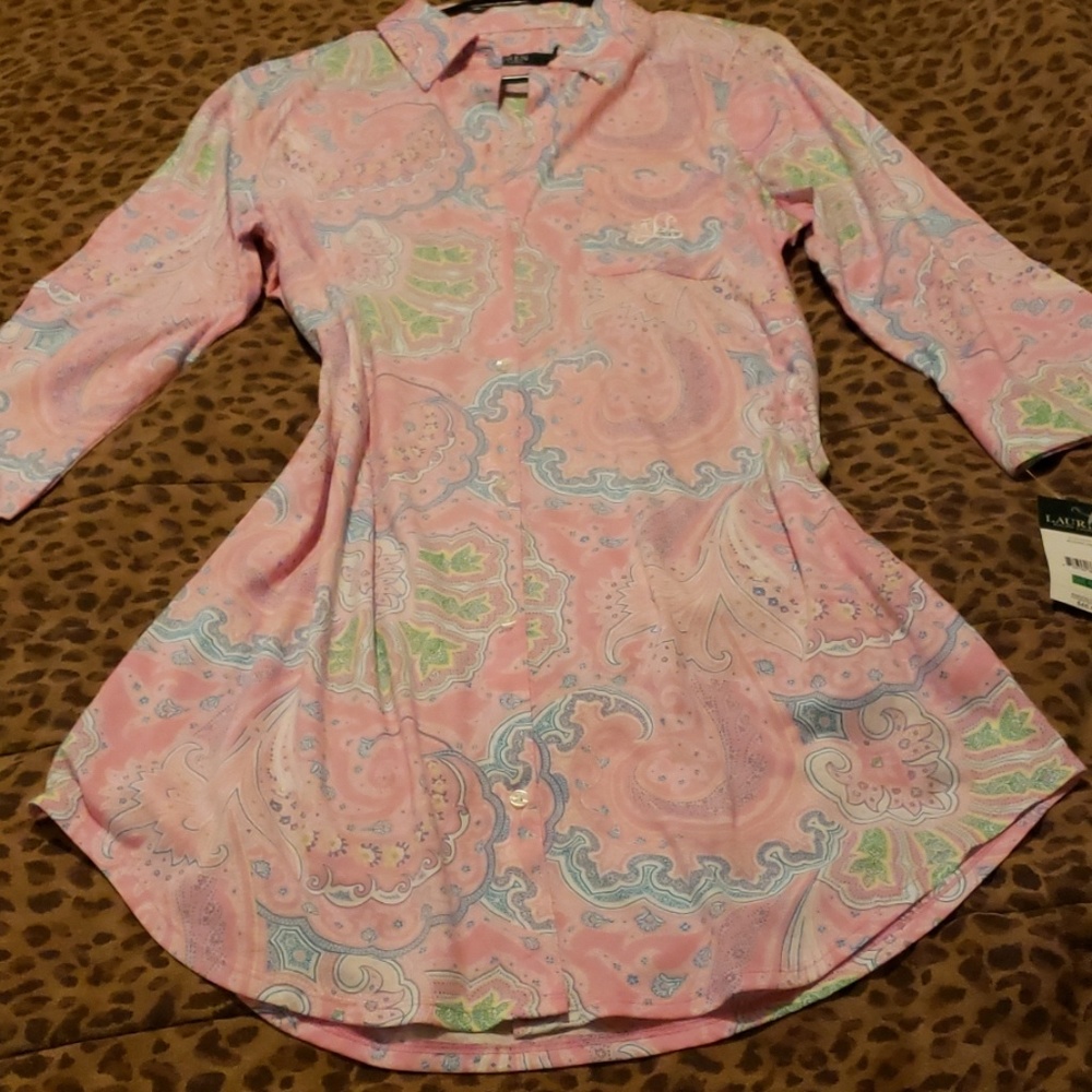 NWOT Lauren Ralph Lauren pink paisley sleepshirt